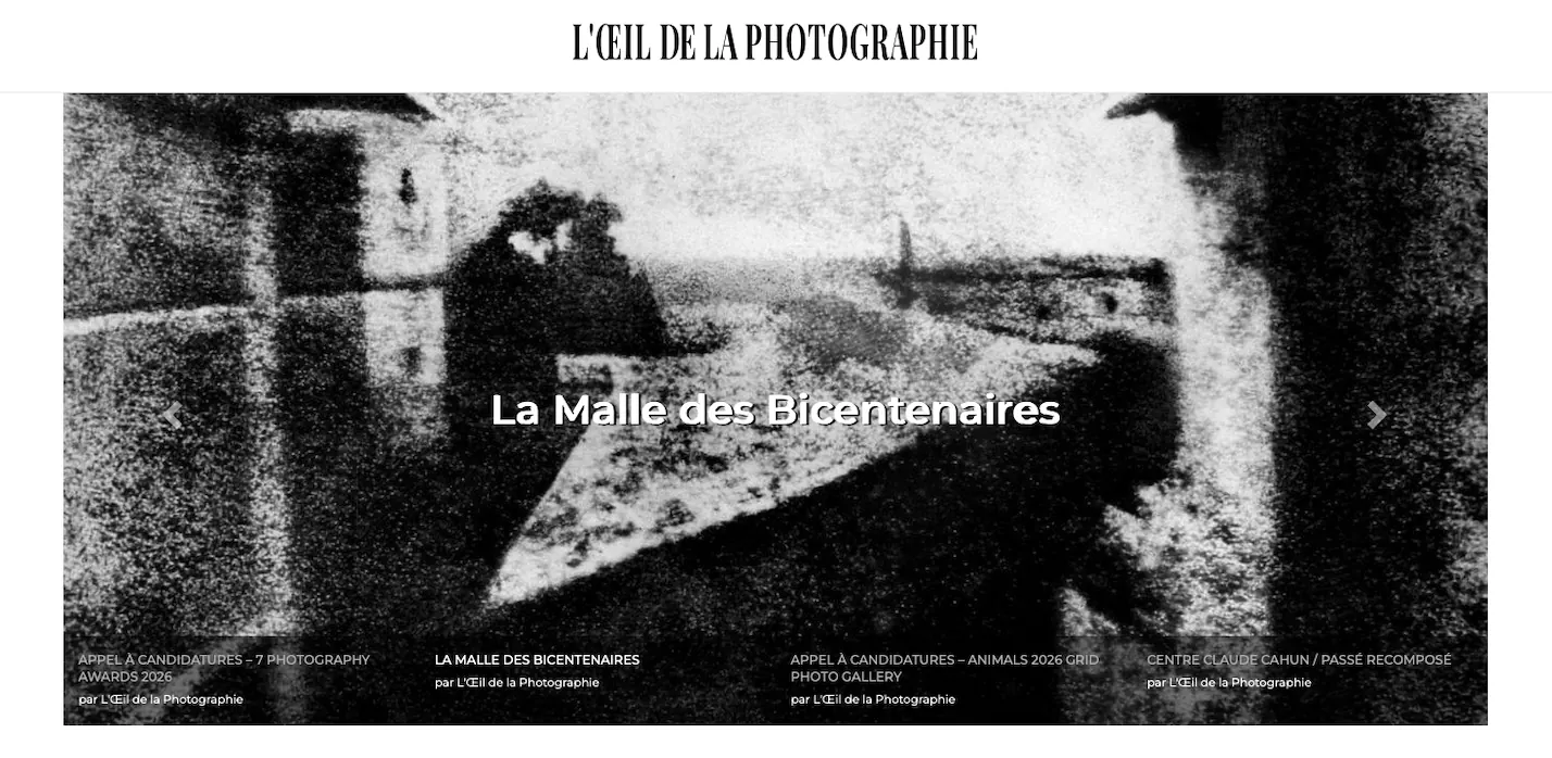 La une de L’Œil de la photographie annonçant La Malle des bicentenaires